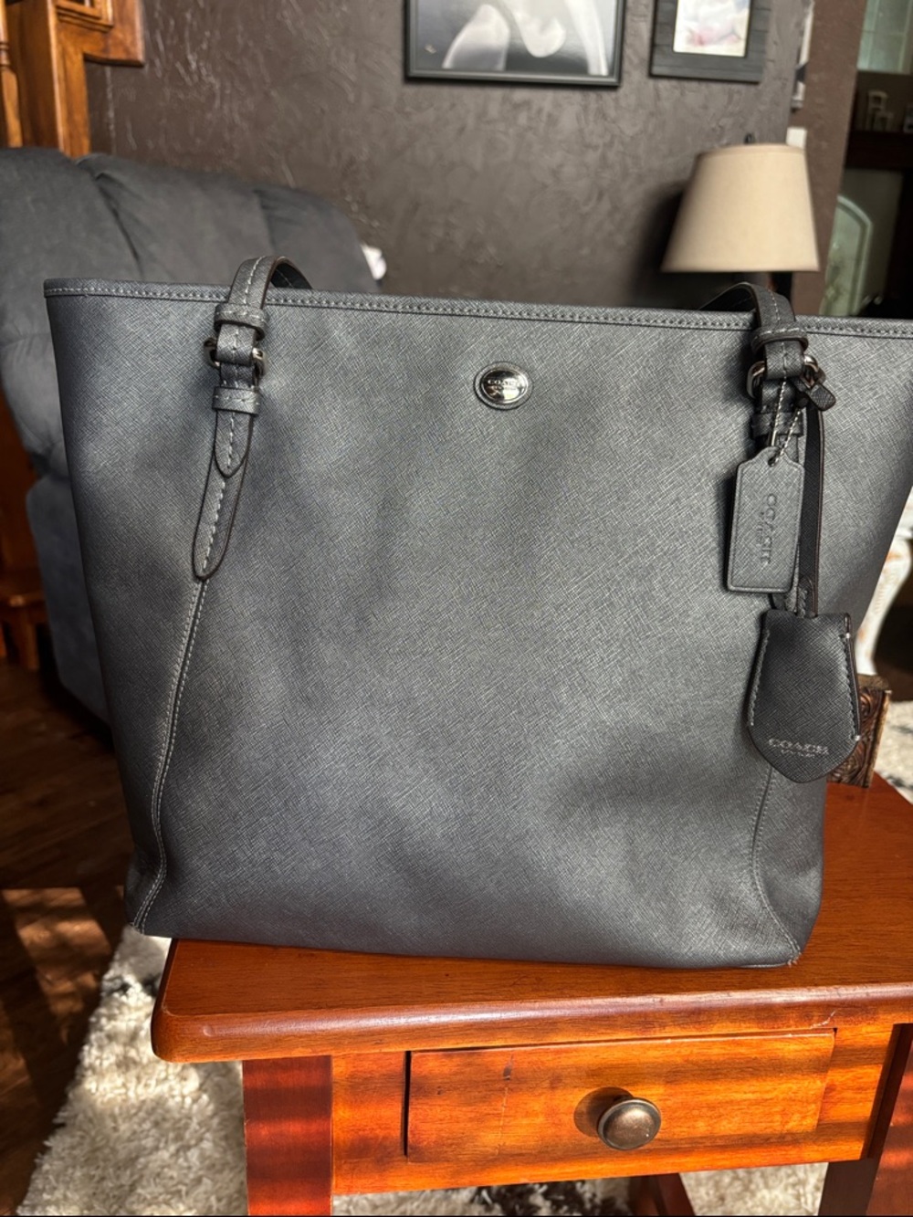 Coach City Zip Tote Black Crossgrain Leather Shoulder Bag F27349